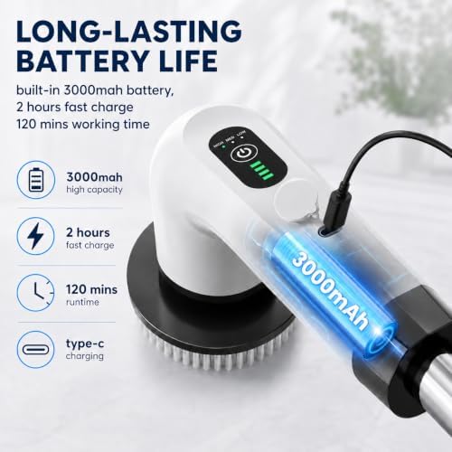 Electric Spin Scrubber, 3-Speed Shower Scrubber with 3 Adjustable Lengths - Image 2