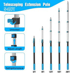 25FT Reach Window Squeegee Kit with Extension Pole, 2-in-1 Professional Washer for High Windows, 5-20FT Adjustable Reach, Rotatable Head for Indoor & Outdoor Use, Streak-Free Cleaning Tool for Home - Image 2