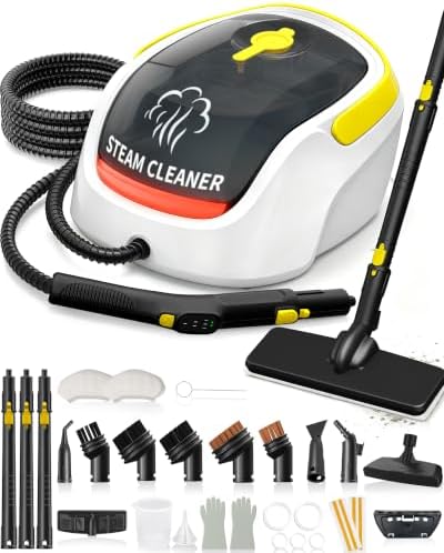 GLAMMAGIC Steam Cleaner with Mop, 3 Level Adjustable Handle, 25 Accessories by GLAMMAGIC