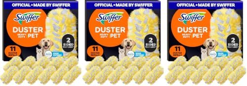Swiffer Pet Heavy Duty Dusters Refills, Multisurface 360 Dusters with Febreze Odor Defense, 11 Count (Pack of 3) by Swiffer