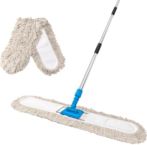 ARTIPOLY 41” Commercial Dust Mop for Floor Cleaning, Industrial Dry Mop with Heavy Duty Long Handle, Large Cotton Reusable mop Head, for Cleaning Office Garage Hardwood Warehouse Factory Mall by ARTIPOLY