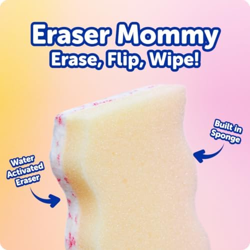 Scrub Daddy Eraser Mommy Sponges 45x - Water-Activated Cleaning Sponge with FlexTexture Scrubbing Gems - 3-in-1 Erase, Scrub, Wipe Tool for Walls, Doors, Baseboards, Hard Surfaces (6 Count) - Image 2