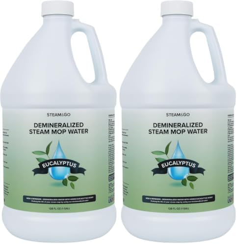 Steam & Go Demineralized Water For Steam Mop, Eucalyptus Mint 128 oz 2 pack by SteamandGo
