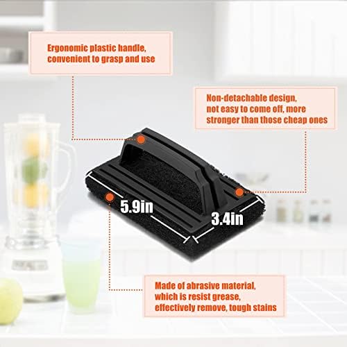 HaSteeL Griddle Cleaning Kit, 7PCS Flat Top Grilling Cleaner Tools Set, Metal Dough Scraper, Cleaning Brush with Handle, Scouring Pads for BBQ Cast Iron Kitchen Cookware Stovetops Hot & Cold Surfaces - Image 3