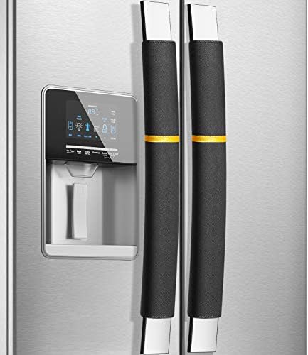 MRKG Refrigerator Door Handle Covers, Washable Without Fading or Cracking, Keep Your Kitchen Appliance Clean from Smudges, Drips, Food Stains, Oil, 2 Pieces (Black) by MRKG