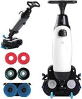 Walk-Behind Floor Scrubber Machine & Buffer Polisher, Commercial 17", Dual Brushes, Pads & Drivers, 13000 sqft/h, for Wood, Ceramic Tile, Terrazzo, PVC, Marble by Unknown