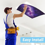 Wiooffen 4Pcs Fluorescent Light Covers for Classroom Ceiling Light 4x2Ft Magnetic Lights Covers Filter Easy Install for Office School Hospitals Ceiling Supply(Purple Starry Sky, White Cloud) - Image 6