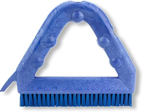 SPARTA Blue Plastic Grout Brush, Triangle-Shaped Scrub Brush with Scraper for Cleaning Tiles and Grout, 9 x 7 x 7 Inches - Image 2