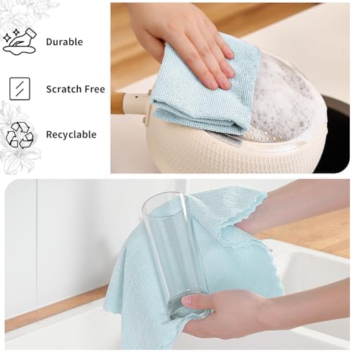 80 Pack Microfiber Cleaning Cloth Roll,Lint Free Rags & Tear Away Reusable Towels Washable Scratch,Ultra Absorbent Dish Rags(12" x 12") for Car Kitchen Home Garage-Blue - Image 2