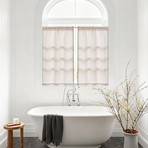 36 Inch Bathroom Window Curtain Privacy Semi Sheer Light Filtering - Image 5