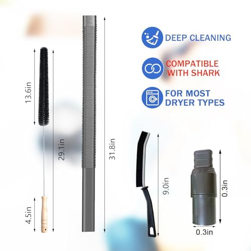 Dryer Vent Cleaner Kit for Shark NV350, NV351, NV352, NV353,NV360,NV500, NV501 Vacuum Attachment with Dryer Lint Brush and Hard Bristle Crevice Brush for Dryer Vent Replacement Parts - Image 7