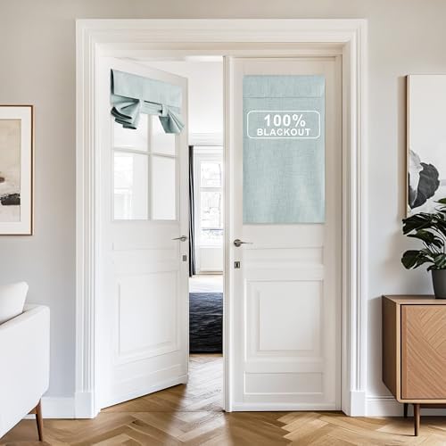 NICETOWN 100% Blackout French Door Curtain with Tie Up Linen Curtains by NICETOWN