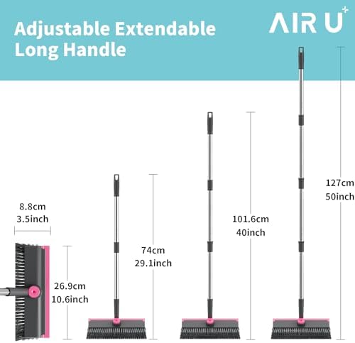 AIR U+ Floor Scrub Brush with Long Handle, 3-in-1 Rotating Head & Squeegee - Image 6