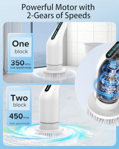 Electric Spin Scrubber, Shower Cleaner with Adjustable Extension Handle - Image 3