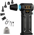 Compressed Air Duster, Stepless Speed Dial, Powerful Airflow, 130,000 RPM Rechargeable Air Blower for PC, Keyboard, Computer, Home, Car Interior, Electronics,6 Cleaning Nozzles, Compact 0.5lb (FE-J35) by Deparee