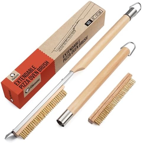 Chef Pomodoro Pizza Oven Brush with Scraper, Adjustable 55cm-87.7cm Handle by ChefPomodoro