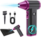 Compressed Air Duster- 130000RPM Rechargeable Electric Air Duster for PC Keyboard, Mini Dust Blower Cordless Air Blower Jet Dryer Turbo Fan Handheld Blower for Car Home Office by BuyitnowwithLarkeey