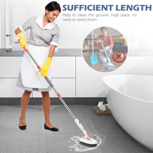 SetSail 4-in-1 Tile Tub Floor Scrubber with Floor Scrub Brush, Orange - Image 7