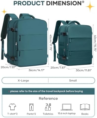 coofay Large Travel Backpack Carry on Flight Approved Mochila De Viaje Carry on Backpack for Airplanes Spirit Airlines Personal Item Bag 18x14x8 Inches Travel Bag Traveling Backpack for Women Men - Image 3