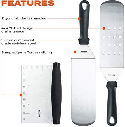 Flat Top Griddle Accessories Set for Blackstone and Camp Chef Griddle - 14 Pieces Set with Griddle Cleaning Kit & Carry Bag! Metal Spatula, Griddle Scraper, Egg Rings for Teppanyaki & Gas Grill - Image 3