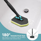 nacena Shower Scrubber with Long Handle, 4 in 1 Tile Tub Scrubber Brush with 3 Detachable Cleaning Heads and V-Shaped Grout Brush Shower Cleaner Brush for Bathroom Kitchen Toilet Tub Sink Wall, Black - Image 3