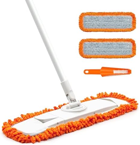 Dust Mop with Washable Microfiber Pad - Dry & Wet Floor Mop Featuring Built-in Scouring Pad for Hardwood, Laminate, Tile, Marble by Unknown