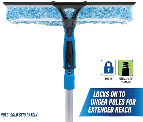 Unger Professional Connect and Clean 2-in-1 Squeegee and Scrubber, 14” Window Cleaning Tool, Essential Glass Cleaner for Commercial and Residential Use, Reusable Microfiber Sleeve, Streak-Free Results - Image 5