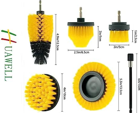 HUAWELL Drill Brush Power Scrubber Cleaning Brush with 2 Extended Attachment Set Kit for Grout, Floor, Tub, Shower, Tile, Bathroom and Kitchen Surface (Yellow) - Image 7