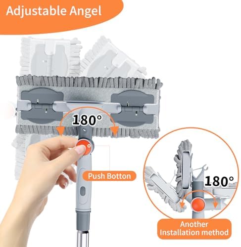 6.4FT Extendable 2-in-1 Window Squeegee & Scrubber with Long Handle, 180° Adjustable Head, Streak-Free Silicone Blade, Multi-Purpose Glass Cleaning Tool for High Windows, Mirrors & Car Windshields - Image 4