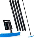 FOSHIO TPU Squeegee 10-Inch Blade with 4 Extension Poles (Extends up to 63 Inches), Anti-Slip Grip Handle Rubber Squeegee Streak-Free Cleaning for Car Windows, Shower Doors, Mirrors, Glass by FOSHIO