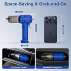 Vinid Handheld Car Vacuum Cleaner, 12000Pa Cordless Wet/Dry Vacuum & Air Blower, with Safety Hammer & Seatbelt Cutter, 80W 6000mAh Battery, HEPA Filter, Type-C Charging for Car Home Emergency, Blue - Image 7