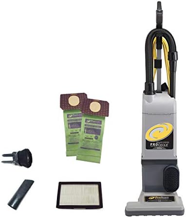 ProForce 1200XP Commercial Vacuum Cleaner Heavy Duty 12 Inch Dual Motor Bagged ProLevel Filtration & HEPA Media - For Industrial Hospitality Residences Hotels Office Buildings Retail Spaces CRI Silver by ProTeam