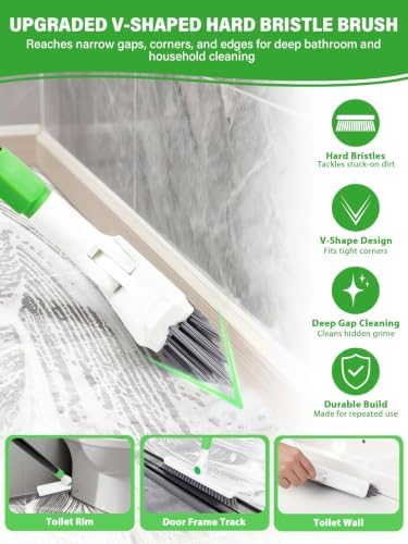 4-in-1 Baseboard Cleaning Tool with 60" Extendable Handle Brush - Image 5