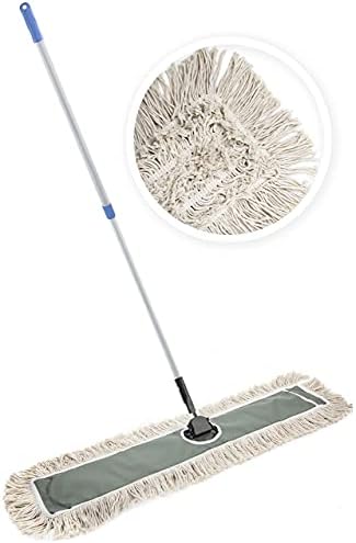 36" Industrial Cotton Floor Dust Mop with Adjustable Steel Handle - Commercial Mops for Hardwood, Tiles, Laminate, Vinyl, Garage epoxy, Bamboo Surface Cleaning and Flooring Push Dust Broom by JINCLEAN