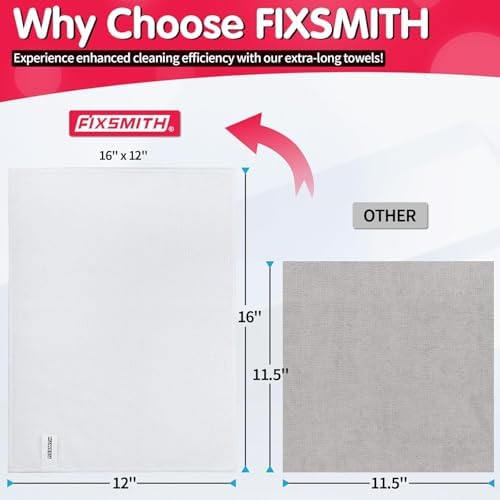 FIXSMITH White Microfiber Cleaning Cloth -Pack of 24, Highly Absorbent Cleaning Rags, 16"X12" All Purpose Cleaning Towels for Housekeeping, Kitchen, Car, Lint Free and Reusable Microfiber Towels - Image 6