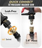 QC Installed Pressure Washer Hose 100 ft, 4200 PSI Flexible & Kink-Resistant, Steel-Braided & Durable, Power Washer Hose with 3/8" 360° Swivel Quick Connect, Hot/Cold Water Compatible, Red - Image 7