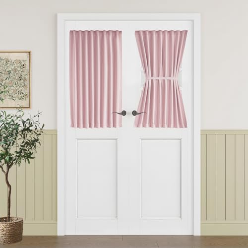 Vatge Door Curtains for Door Window, Door Coverings for Small Window, 1 Panel, W25 x L40, Baby Pink by Vatge