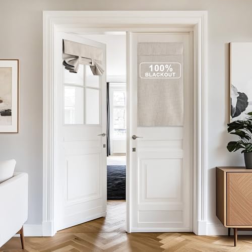 NICETOWN 100% Blackout Oatmeal Linen Privacy Door Window Curtains by NICETOWN