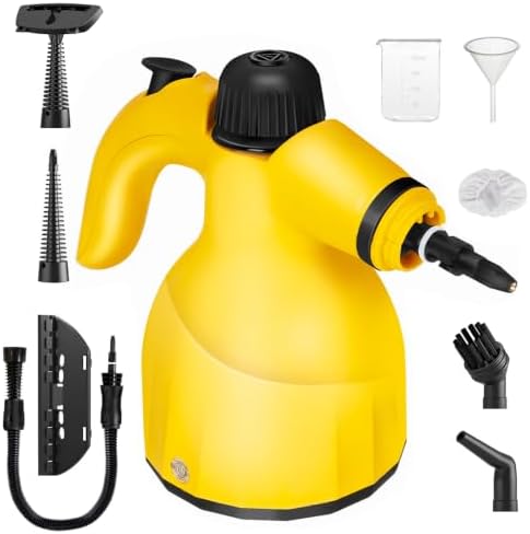 Handheld Steam Cleaner, Pressurized Steamer Fast Heating for All Surfaces, Multi-Purpose Deep Steamer for Grease & Grime, 7 Accessories for Cleaning Floor, Upholstery, Grout and Car by Unknown