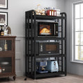 Bakers Rack with Power Outlet ，Microwave Stand 4-Tier Kitchen Baker's Rack, Free Standing Baker's Rack Kitchen Stands with Storage Suitable for Kitchen, Living Room, Dinning Room，Coffee Bar (Black) by SIREDEEP