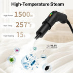 Steam Cleaner, 3-Level Adjustable Pressurized Steam Cleaner for Home, 15s Heat-Up Handheld Steamer for Cleaning, 1.9 Qt Tank Portable Steam Cleaner for Car, Tile, Grout - Image 3