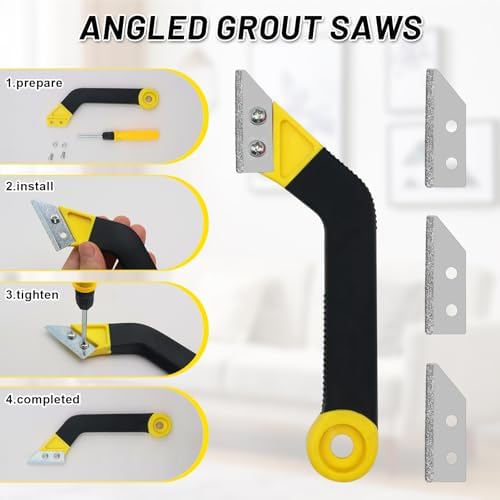 37 Pack Grout Removal Tool Kit, 3 Tile Grout Saws with 20 Extra Cleaning Blades, Hand Grout Saw and Caulk Remover Tool for Bathroom Showers, Ideal for Tile Grout Gap Cleaning and Repair - Image 6