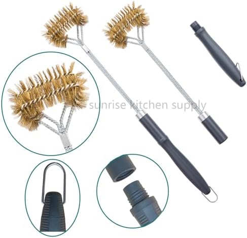 SUNRISE Fryer Brush with Long Handle (Brass with Plastic Handle, Double Brush) - Image 5