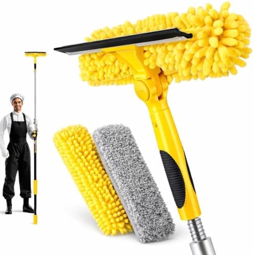 20 Feet High Reach Squeegee Window Cleaner Kit with 5-12Ft Extension Pole by Opow