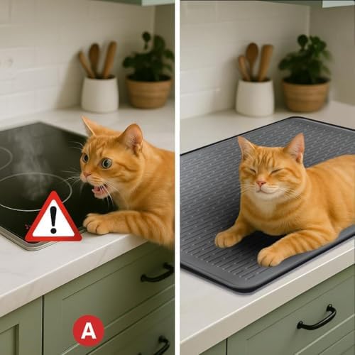 Stove Top Cover for Electric Stove - Food Grade Ceramic Stove top Cover, Silicone XXL Dish Drying Mat, Glass Cooktop Covers, Flat RV Range top Mats (Gray Thickened,30x21) - Image 6