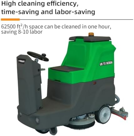 Commercial Ride-On Floor Scrubber Machine – 26" Cleaning Path, 29 Gal Solution Tank, 32 Gal Recovery Tank, Battery Powered Industrial Floor Scrubber, 6–8 Hour Runtime (US-TX SCD26) - Image 6
