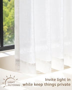 jinchan Rustic Linen Rod Pocket Tier Curtains, 26x24, 2 Panels, White - Image 4