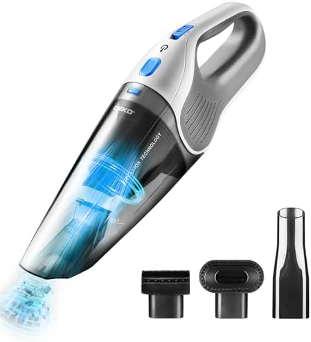 DEKOPRO Cordless Handheld Portable Vacuum Cleaner, Small Rechargeable with 8000PA Powerful Suction, Car Vacuum with Multi Accessories to Clean Home, Pet Hair and Car, White by DEKOPRO