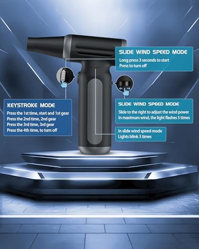 Electric Air Duster for PC Cleaning, 330000 RPM Compressed Air Duster & Keyboard Cleaner, Reusable Canned Air Replacement, Cordless Electronics Cleaner for Laptop, Camera, Type-C Rechargeable - Image 6