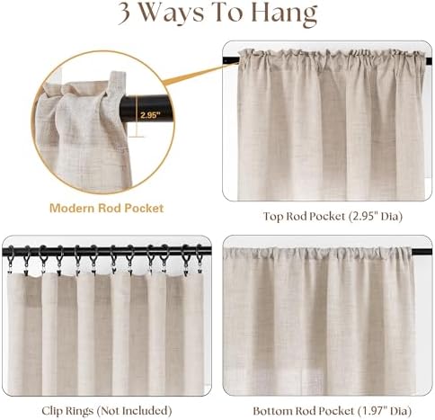 2 Panels 24 Inch RV Curtains for Camper Windows Linen Light Coffee - Image 3